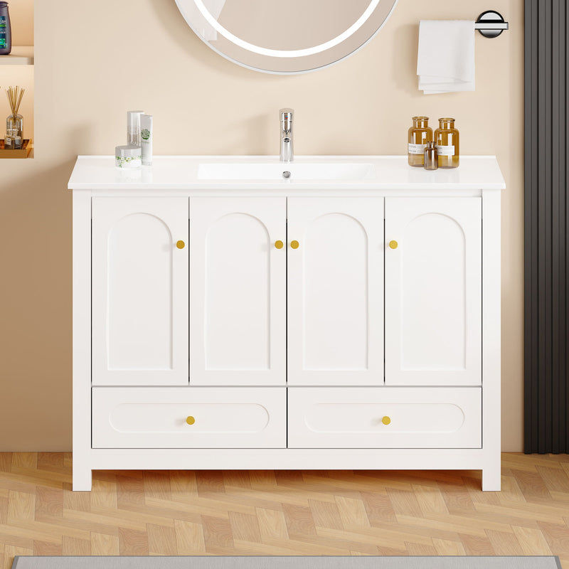 Bathroom Vanity With Sink Combo, 4 Soft Close Doors And 2 Drawers