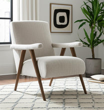 Load image into Gallery viewer, Linen and Solid Wood Arm Chair - Cream / Brown

