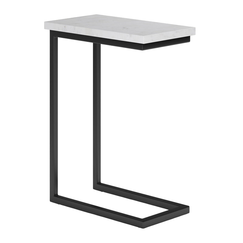 Marble End Table Trunk Storage - White