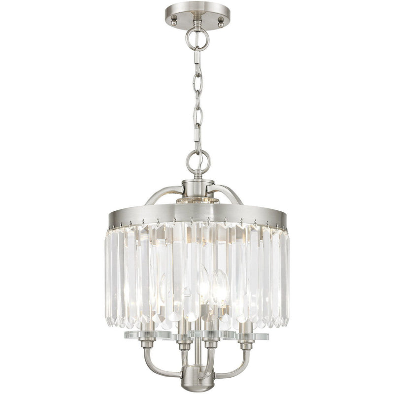 18'' Four-Light Dimmable Chandelier With Shades - Nickel