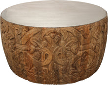 Load image into Gallery viewer, Iron And Solid Wood Round Coffee Table - White And Natural
