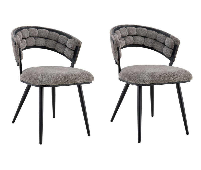 Velvet Metal Partially Open Back Dining Side Chairs (Set of 2) - Gray / Black