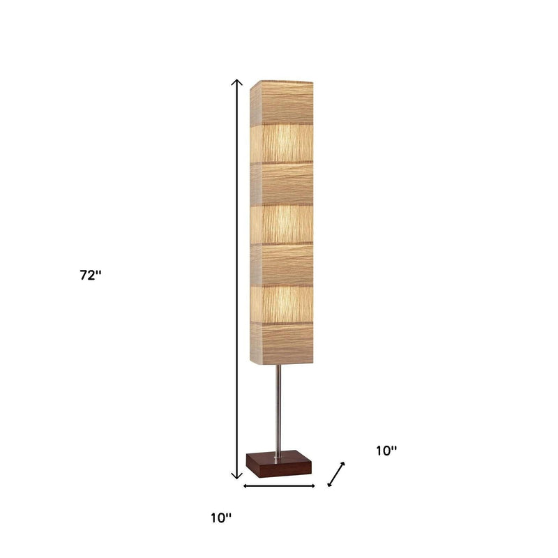 Column Floor Lamp With White Rectangular Shade - Natural