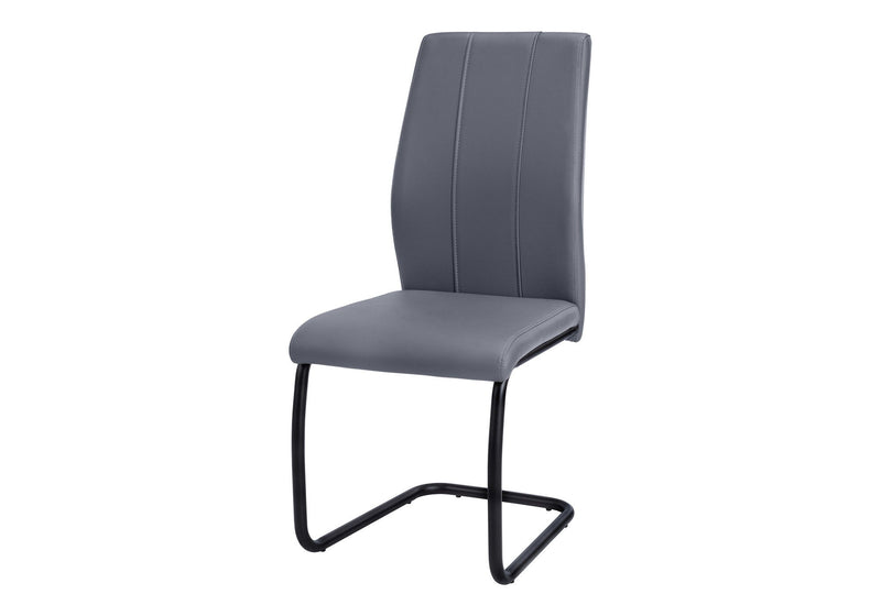Upholstered Faux Leather Dining Side Chairs (Set of 2) - Gray / Black