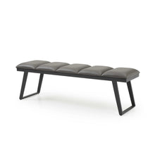 Load image into Gallery viewer, 57" Gray Upholstered Faux Leather Bench
