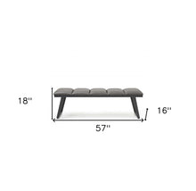 Load image into Gallery viewer, 57" Gray Upholstered Faux Leather Bench
