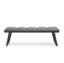 Load image into Gallery viewer, 57" Gray Upholstered Faux Leather Bench
