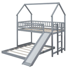 Load image into Gallery viewer, House Bunk Bed With Slide And Built In Ladder
