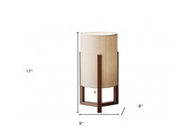 Load image into Gallery viewer, 17" Brown Solid Wood Bedside Table Lamp With Natural Cylinder Shade
