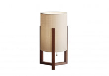 Load image into Gallery viewer, 17" Brown Solid Wood Bedside Table Lamp With Natural Cylinder Shade
