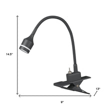 Load image into Gallery viewer, 15" Black Metal Adjustable Clip On LED Table Lamp
