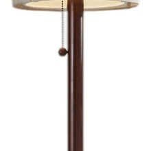 Load image into Gallery viewer, 65" Brown Solid Wood Floor Lamp With Beige Linen Drum Shade
