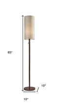 Load image into Gallery viewer, 65" Brown Solid Wood Floor Lamp With Beige Linen Drum Shade
