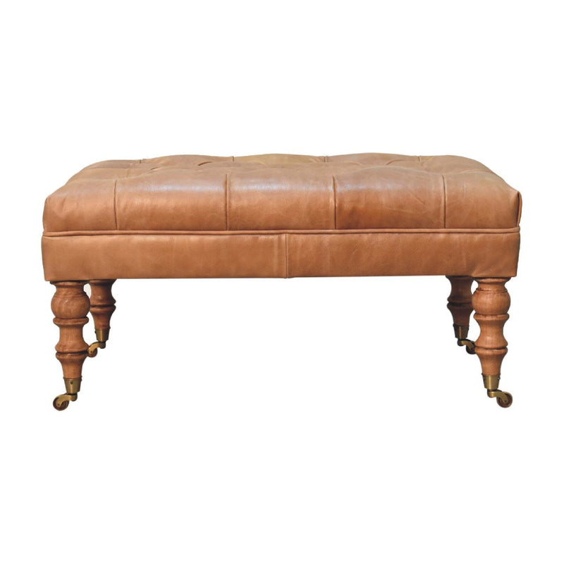 Leather Footstool (720257) - Brown