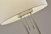 Load image into Gallery viewer, 27" Silver Metal Two Light Bedside Lamp With Off White Drum Shade
