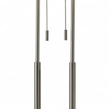 Load image into Gallery viewer, 27" Silver Metal Two Light Bedside Lamp With Off White Drum Shade
