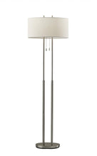 Load image into Gallery viewer, 62" Silver Metal Task Floor Lamp With White Fabric Drum Shade
