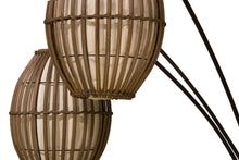 Load image into Gallery viewer, 82" Bronze Three Light Tree Floor Lamp With Beige Wicker Cage Shade
