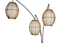 Load image into Gallery viewer, 82" Bronze Three Light Tree Floor Lamp With Beige Wicker Cage Shade
