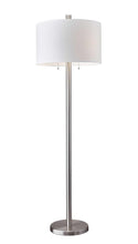 Load image into Gallery viewer, 61" Silver Two Light Floor Lamp With White Fabric Drum Shade
