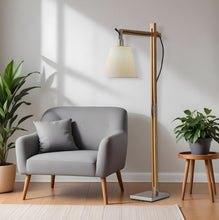 Load image into Gallery viewer, 61" Natural Solid Wood Task With White Cotton Shade
