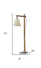 Load image into Gallery viewer, 61" Natural Solid Wood Task With White Cotton Shade

