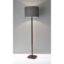 Load image into Gallery viewer, 59" Natural Solid Wood Floor Lamp With White Linen Drum Shade
