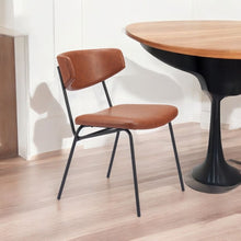 Load image into Gallery viewer, Upholstered Faux Leather Open Back Dining Room Side Chairs (Set of 2) - Brown
