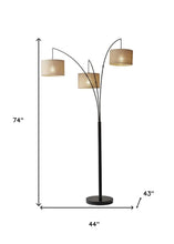 Load image into Gallery viewer, 74" Silver Three Light Tree Floor Lamp With White Linen Drum Shade
