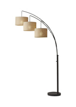 Load image into Gallery viewer, 74" Silver Three Light Tree Floor Lamp With White Linen Drum Shade
