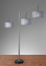 Load image into Gallery viewer, 91" Silver Three Light Tree Floor Lamp With Gray Linen Drum Shade
