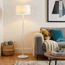 Load image into Gallery viewer, 60" White Floor Lamp With White Fabric Drum Shade
