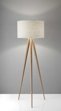 Load image into Gallery viewer, Black Metal Tripod Floor Lamp With Black Fabric Drum Shade
