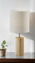 Load image into Gallery viewer, Natural Wood Circular Block Table Lamp
