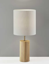 Load image into Gallery viewer, Natural Wood Circular Block Table Lamp
