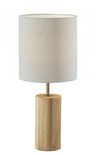 Load image into Gallery viewer, Natural Wood Circular Block Table Lamp
