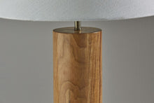Load image into Gallery viewer, 26" Natural Solid Wood Cylinder Table Lamp With White Cone Shade
