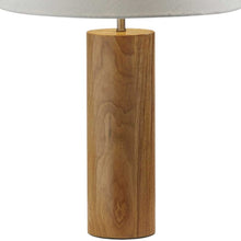 Load image into Gallery viewer, 26" Natural Solid Wood Cylinder Table Lamp With White Cone Shade
