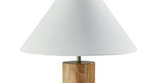 Load image into Gallery viewer, 26" Natural Solid Wood Cylinder Table Lamp With White Cone Shade
