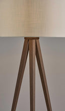Load image into Gallery viewer, Black Metal Tripod Floor Lamp With Black Fabric Drum Shade
