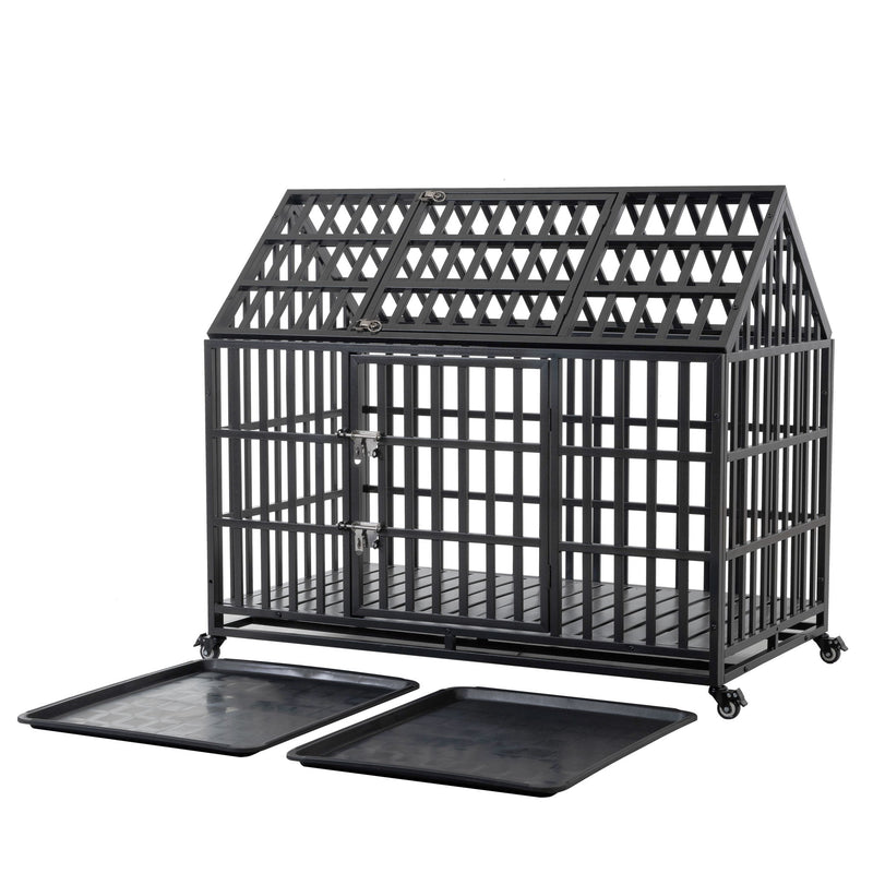 Heavy Duty Dog Crate Lockable Wheels