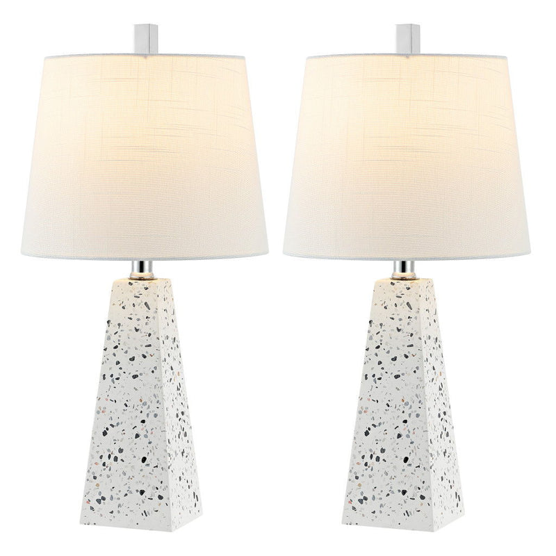 21" Geometric Table Lamps With Empire Shades (Set of 2) - White