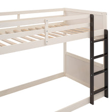 Load image into Gallery viewer, Twin over Twin Boat-Like Shape Bunk Bed with Storage Shelves, Cream+Espresso
