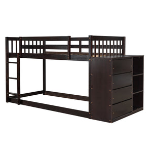 Twin over Twin Bunk Bed with 4 Drawers and 3 Shelves-Espresso(OLD SKU: LP000067AAP)