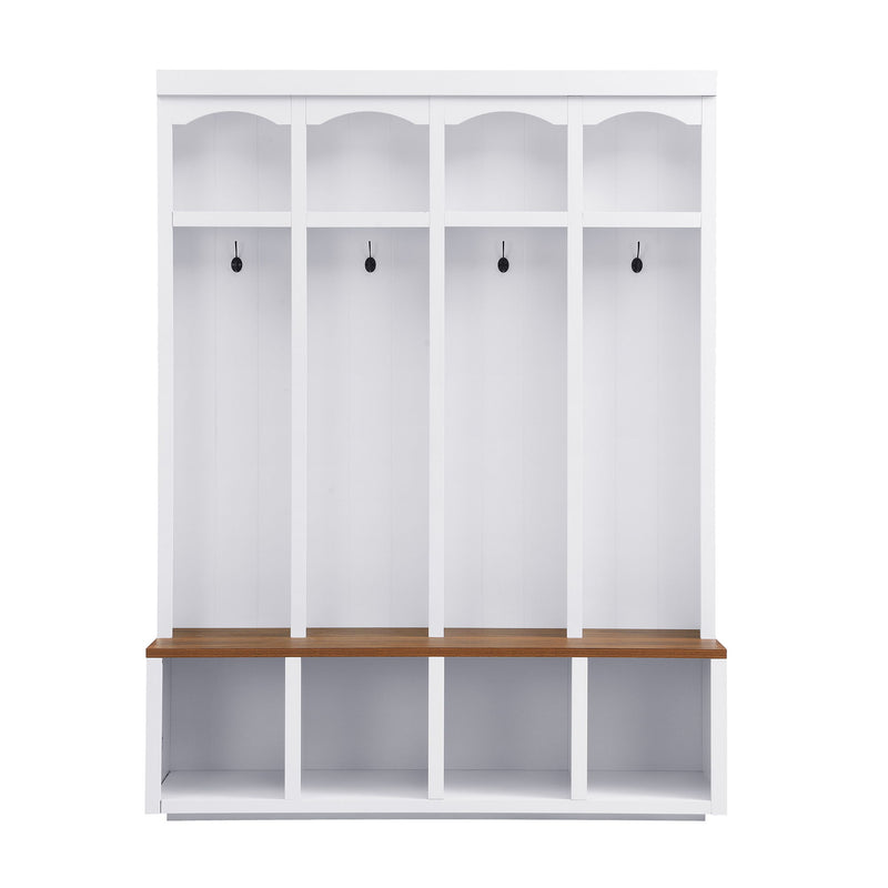 Entryway Hall Tree With Bench, 4 Hooks & Open Storage Space