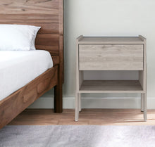 Load image into Gallery viewer, 22" One Drawer Faux Wood Nightstand - Light Gray
