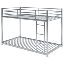 Load image into Gallery viewer, Twin over Twin Metal Bunk Bed, Low Bunk Bed with Ladder,Silver(OLD SKU:WF282465AAN)
