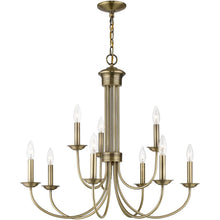 Load image into Gallery viewer, Nine Light Dimmable Chandelier With Shades - Antiqued Brass
