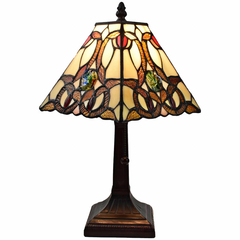 9" x 14" x 15" Metal Candlestick Table Lamp With Beige Shade - Dark Brown