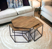 Load image into Gallery viewer, Geometric Wooden Coffee Tables (Set of 4) - Brown Black
